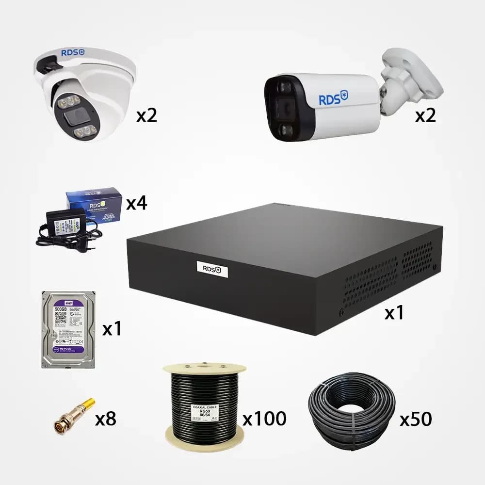 پکیج دوربین مداربسته 4 کاناله آنالوگ HD – نقره ای - ایمن تصویر امرتات